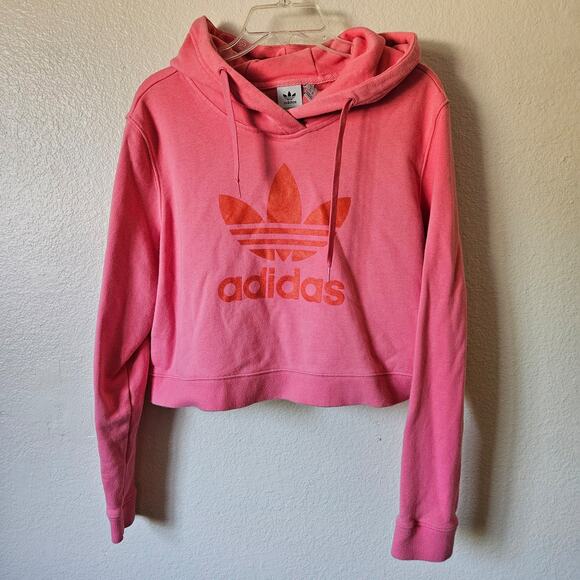 Adidas Crop Top Sweater Pink Large - Picture 1 of 4